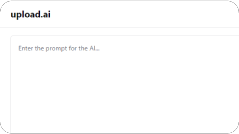 A light background with the logo upload.ai on the top left and an empty text box under it.